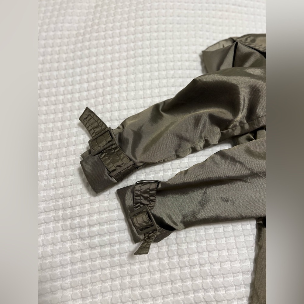 Zara Basic Double Breasted Metallic Olive Green C… - image 5